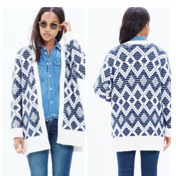 Madewell Sweaters - Madewell Contrast Fair Isle Oversized Cardigan Sweater